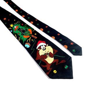 Looney Tunes Mania Taz Daffy Chirstmas Mens Necktie Tie Holiday Cartoon Novelty